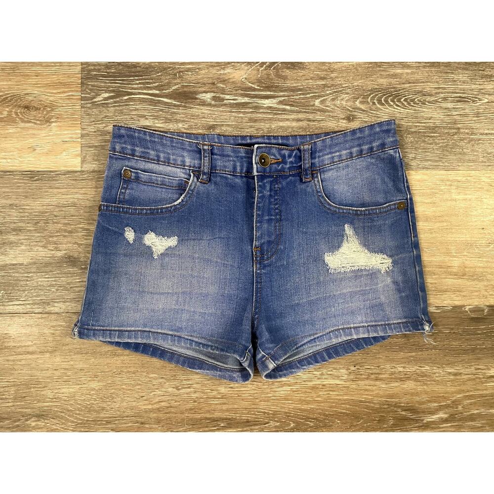 Billabong light wash distressed denim shorts size 27